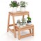 Multipurpose Natural Wooden Foldable 2-Tier Step Stool with H-Shaped Bottom Suitable for Any Small Space